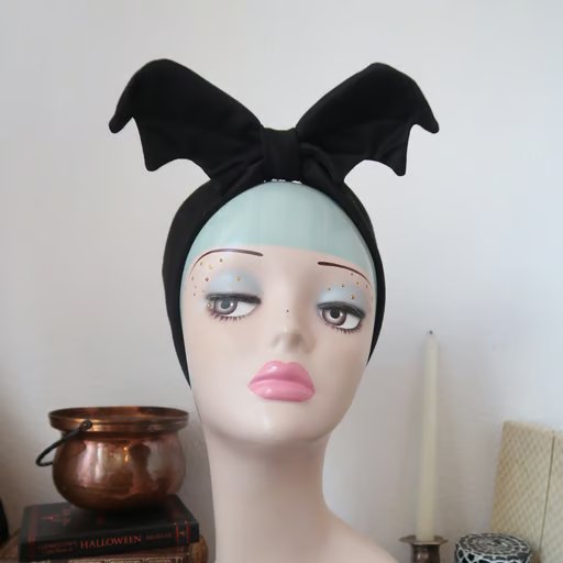 Bat Headband in Black Jersey 