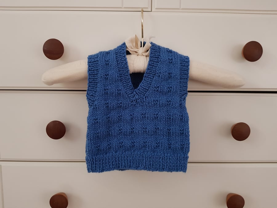 Hand Knitted Sleeveless Baby Jumper 16" chest 