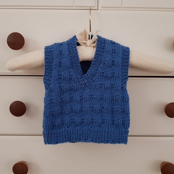 Hand Knitted Sleeveless Baby Jumper 16" chest 