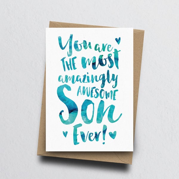 The Most Amazingly Awesome Son Greeting Card - Son Thank You, Son Card, Birthday
