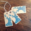 Hand printed stag gift tags