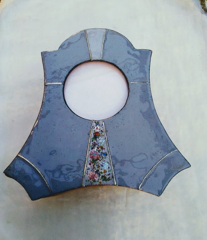 MODERN - ART DECO STYLE ENAMELLED PHOTO FRAME WITH STERLING SILVER