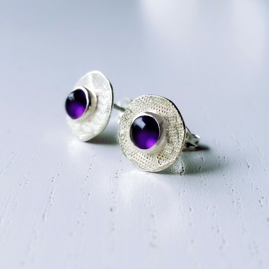 STERLING SILVER  Amethyst earrings, Handmade Urban Jewellery