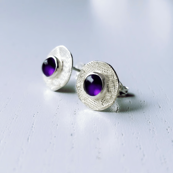 STERLING SILVER  Amethyst earrings, Handmade Urban Jewellery