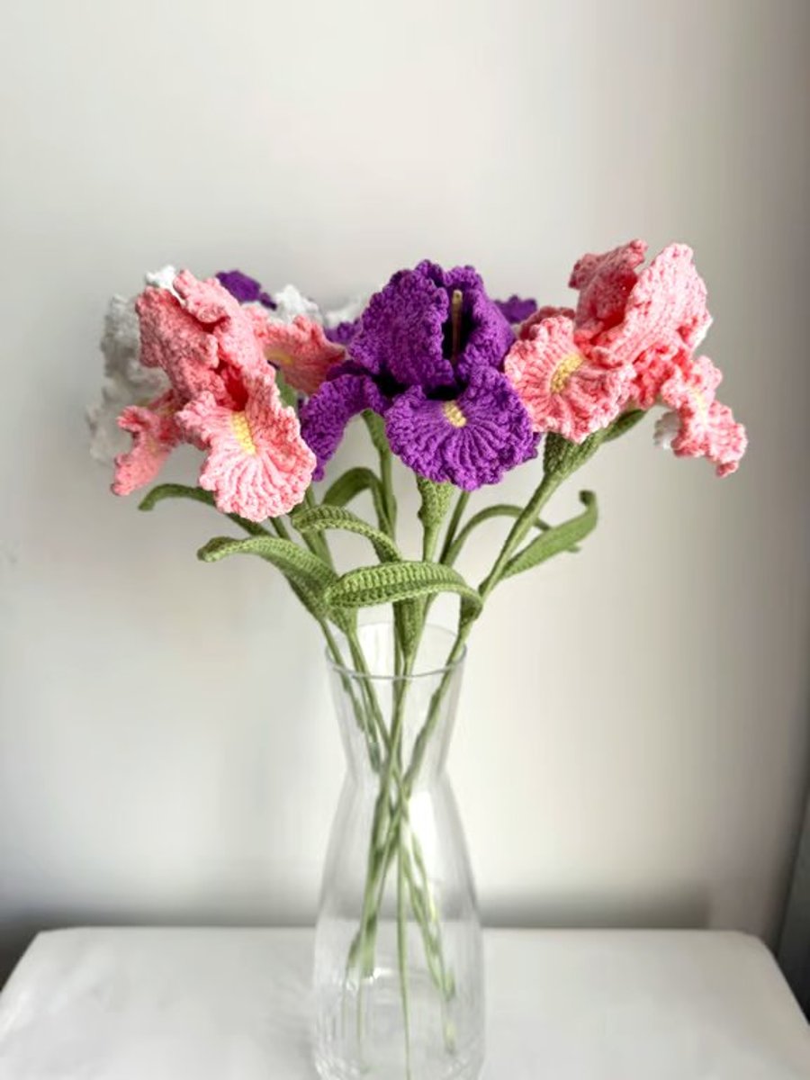 Realistic Crochet Iris Flower Summer Seconds Home Decor