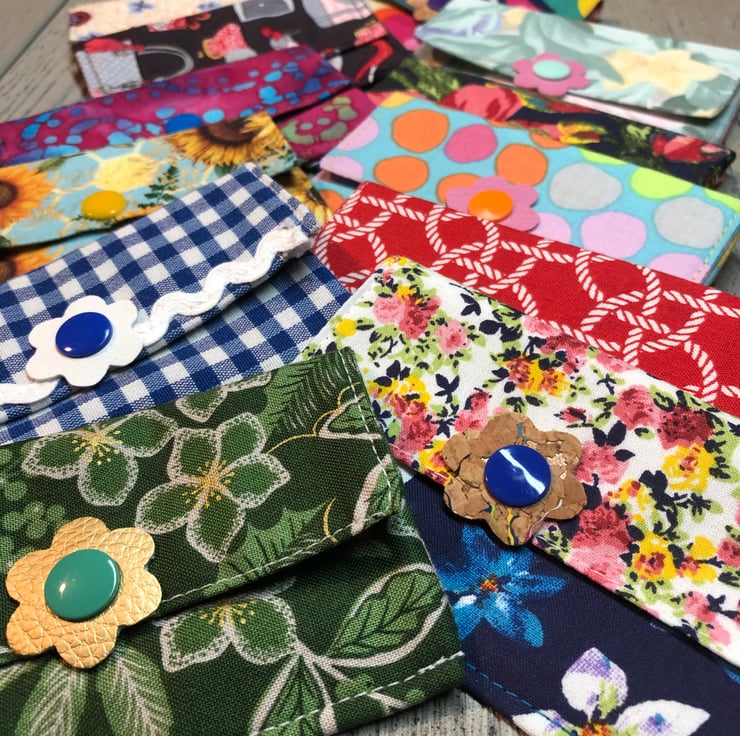 Set of 4 Fabric Wallets Folksy