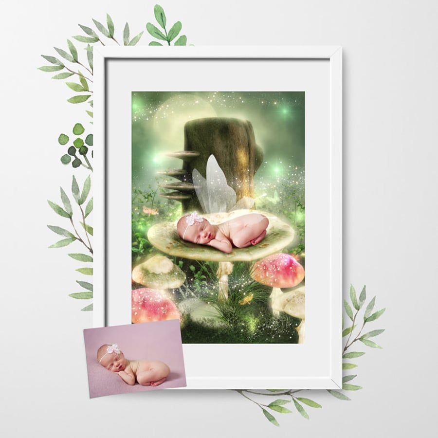 Where the Fairies Sleep, Fantasy Fairy Portrait custom photo art