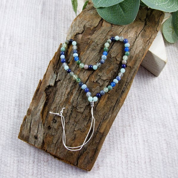 Mixed Gemstone Anklet in Shades of Blue