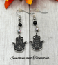 Obsidian and Electroplated Hematite Earrings - Handmade - Drop Earrings - Image 5