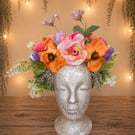 Orange Pink Flower Crown Handmade Festival Headpiece Floral Crown