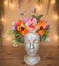 Orange Pink Flower Crown Handmade Festival Headpiece Floral Crown