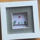 Sea Glass Birds on a Branch, Sea Glass Gift for Mom, Handmade Gift for Mum, Fami
