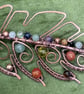 Antique copper and multi semi-precious stone brooche - Image 2