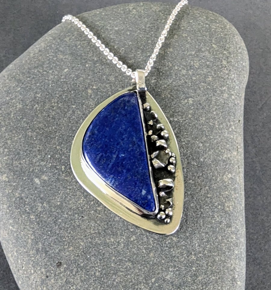 Lapis Lazuli and Sterling Asymmetrical Pendant 