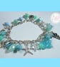 Blues, Greens & Silver Seashell Charm Bracelet  - Image 1