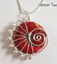 Silver Wirework Spiral Pendant with Red Ceramic Bead - Limited Edition - Image 6