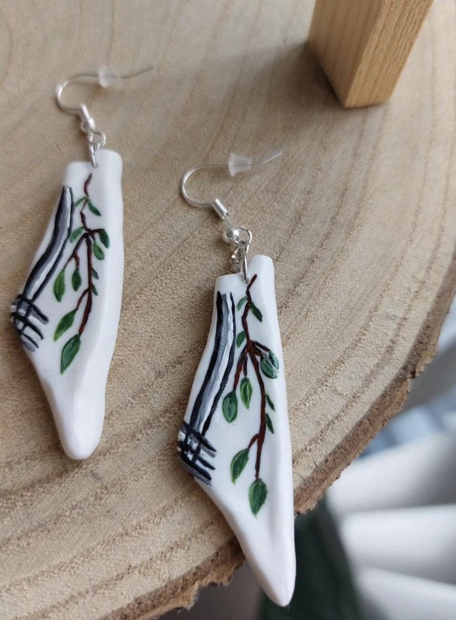 Palestinian Kuffiyeh olive tree map drop earrings