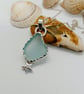 Seaglass pendant with starfish sterling silver 