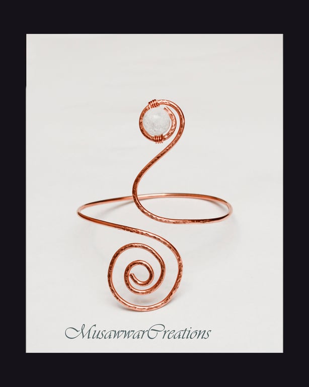 Copper Armlet, upper arm cuff bracelet, Armlet Wire wrapped copper ,Arm Cuff, 