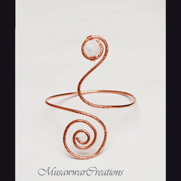 Copper Armlet, upper arm cuff bracelet, Armlet Wire wrapped copper ,Arm Cuff, 