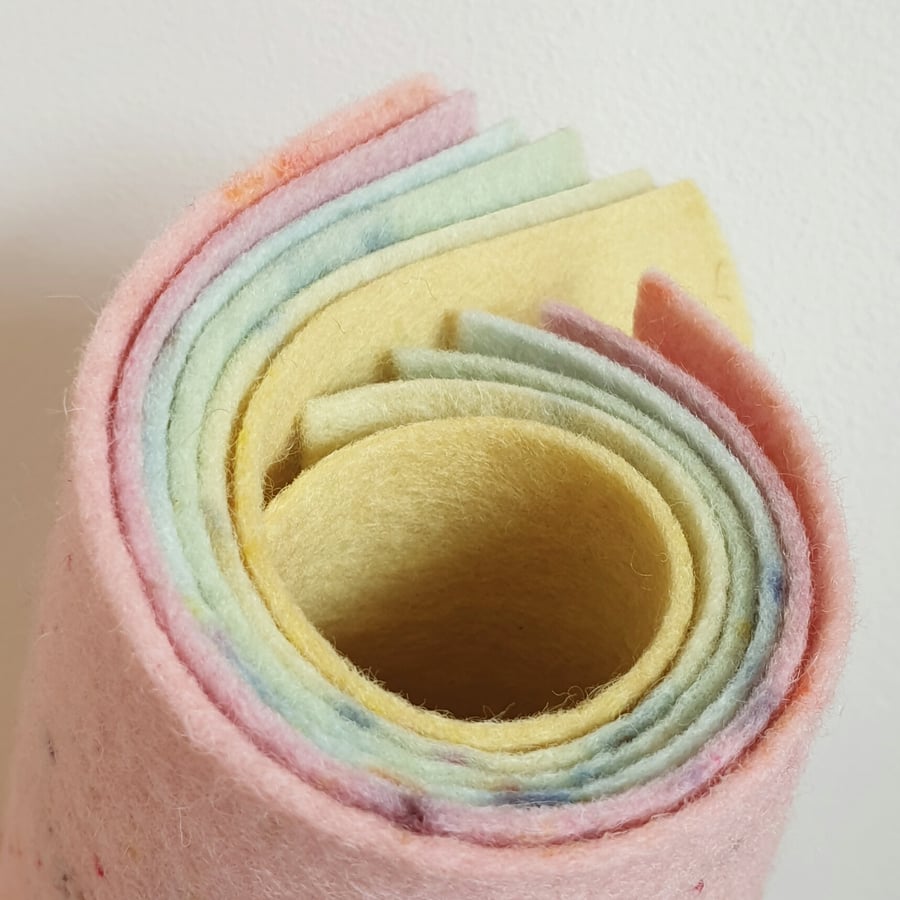 Naturally Dyed Wool Felt Sheets - Pack of 6 Medium Pastels