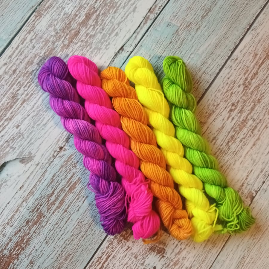 Neon Mini Sock Skein Set (5x18g 4Ply)