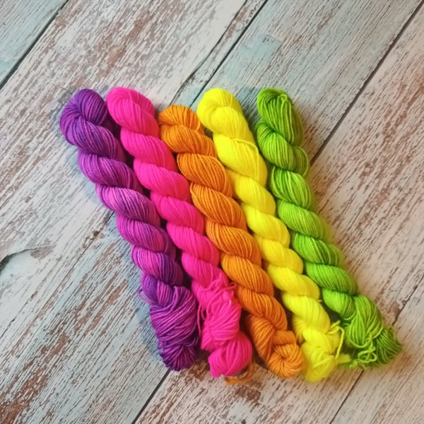 Neon Mini Sock Skein Set (5x18g 4Ply)