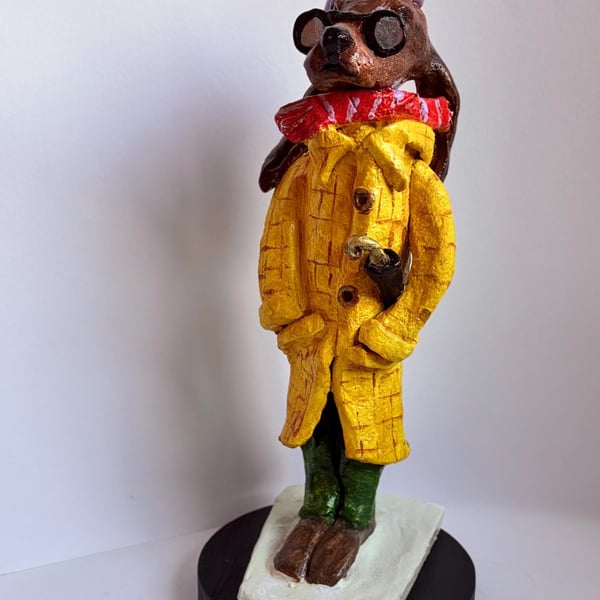 Hand-sculpted Whimsical Hound Dog Character Art Sculpture, Eclectic Home Decor