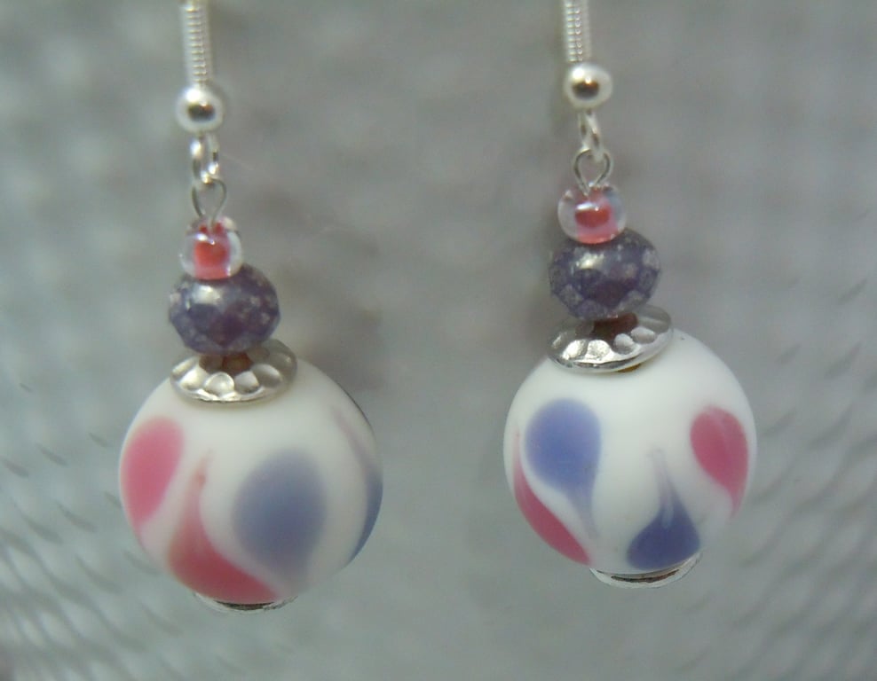 Artisan Lampwork glass & Czech glass bead earrings