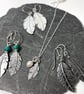 Silver and turquoise feather earrings - Image 10