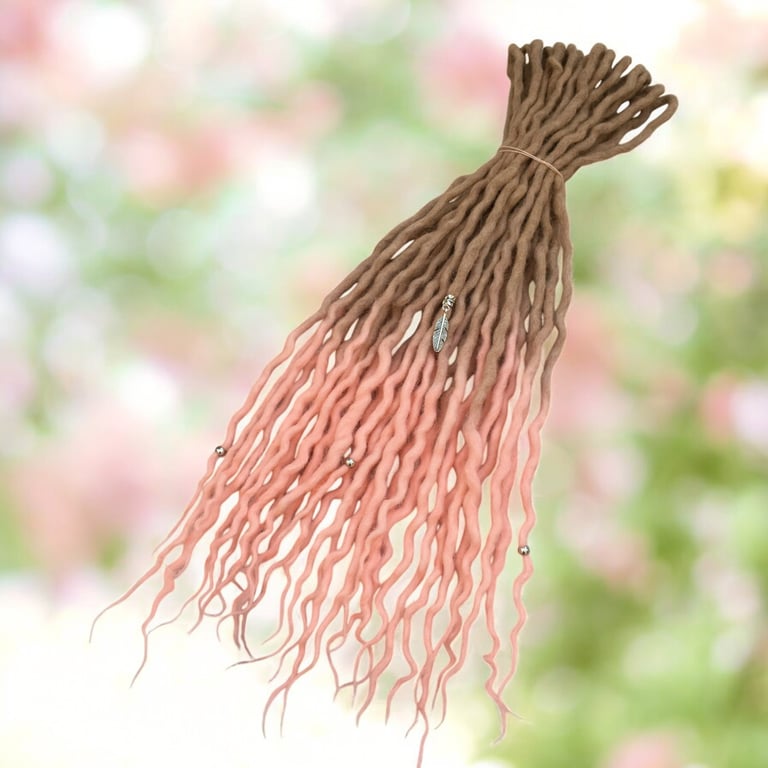 Fawn & Coral Ombre - Wool Dreadlocks - Choose Your Amount and Length 