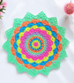 Large, bright crochet mandala doily table mat - Image 1