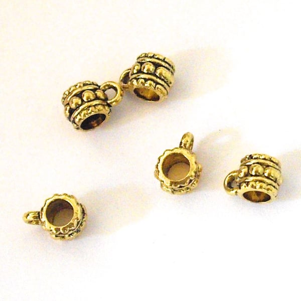 5 x Antiqued Gold Plated 6 x 10 mm bails