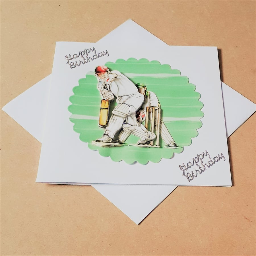 Decoupage Cricket Happy Birthday Card