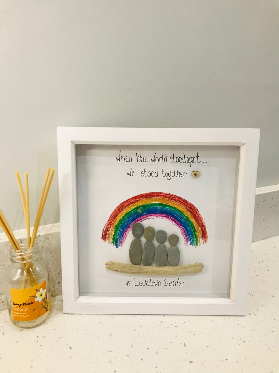 Lockdown Gift, lockdown life, Rainbow Frame, Rainbow baby, Pebble frame,Handmade