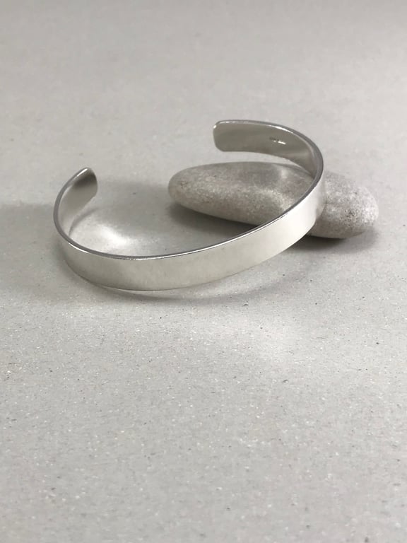 Solid Sterling Silver 1cm Wide Unisex Cuff Bangle