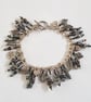 Eclectic Blue Beaded Charm Bracelet with 37 Handmade Dangles - Image 1