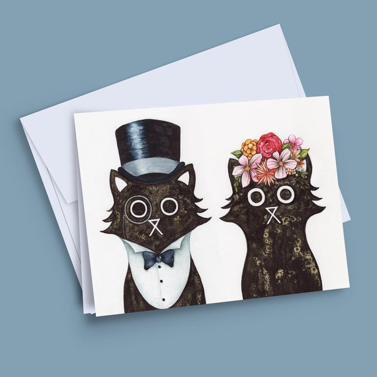  Engagement Card, Lord And Lady Cat Card, Wedding Card, Black Cat Card