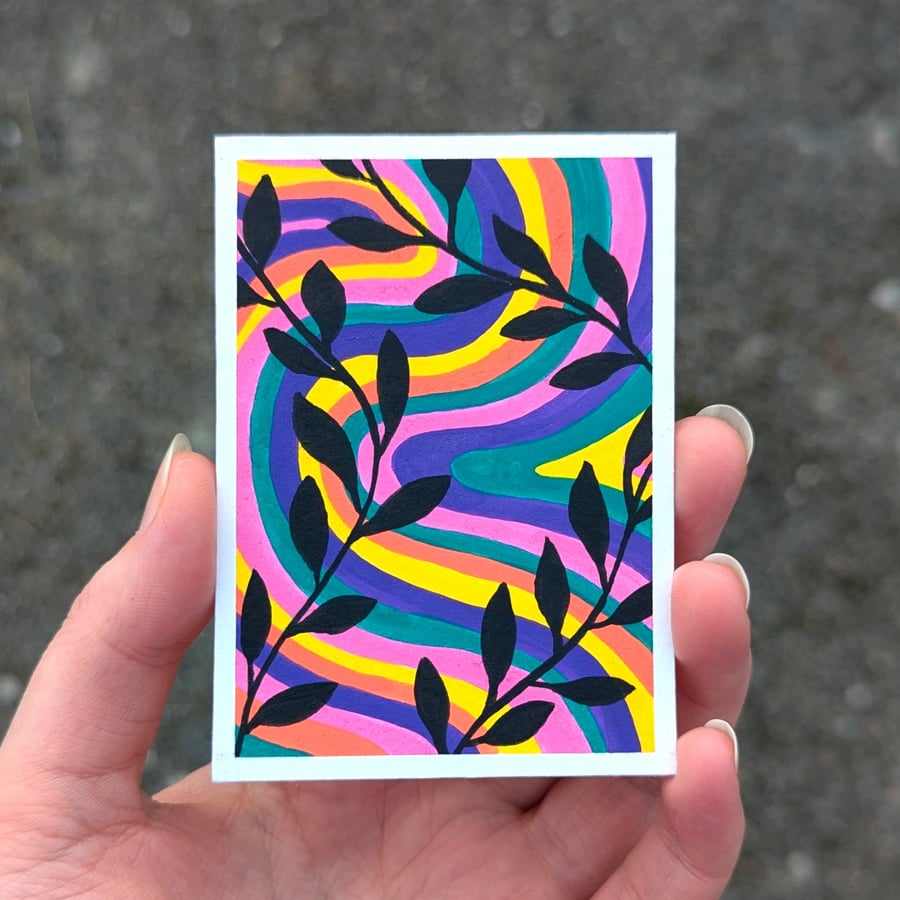 Multicoloured Leaves Original Art ACEO 01
