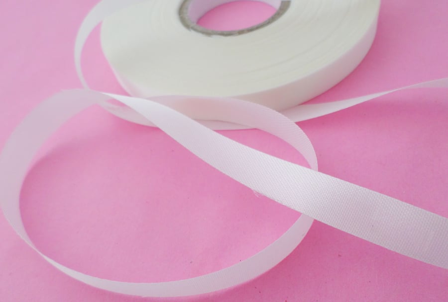 5 metres white satin acetate ribbon 11mm