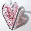 Cranberry & Pale Pink Fused Glass Heart