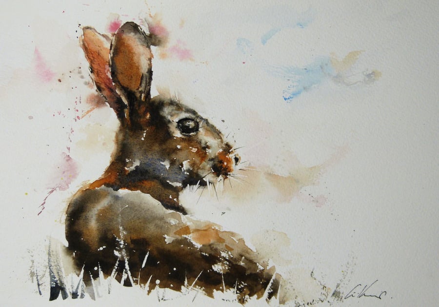 Rabbit, Original Watercolour Painting.