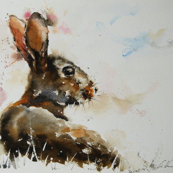 Rabbit, Original Watercolour Painting.