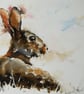 Rabbit, Original Watercolour Painting. - Image 1