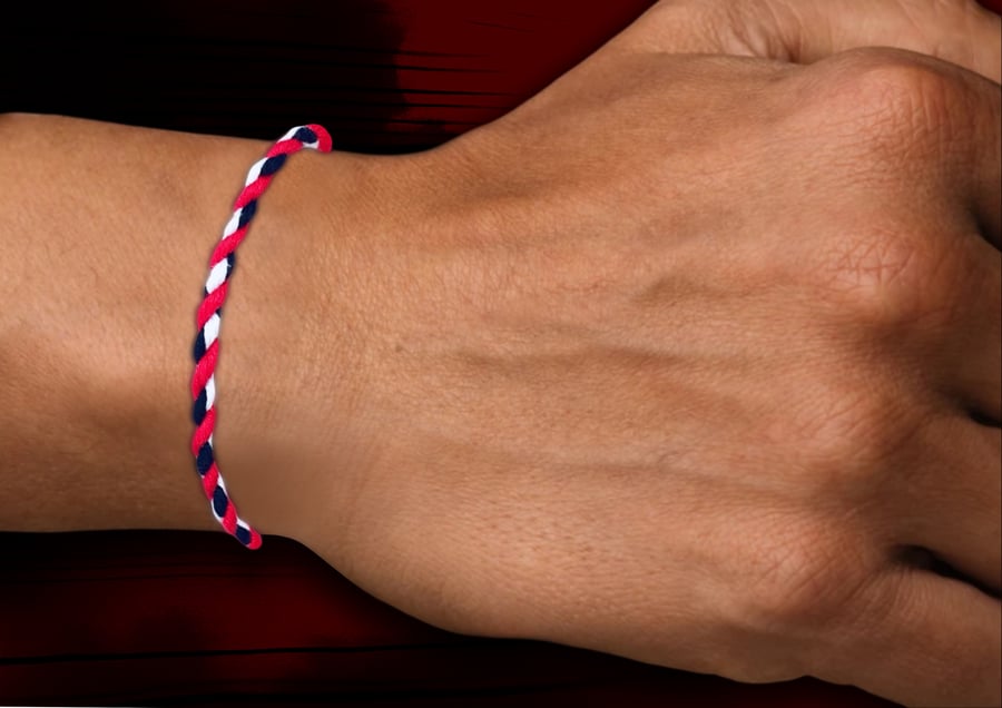 Mens Football Colours Twisted Bracelet 