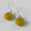 Chartreuse matt glass drop earrings