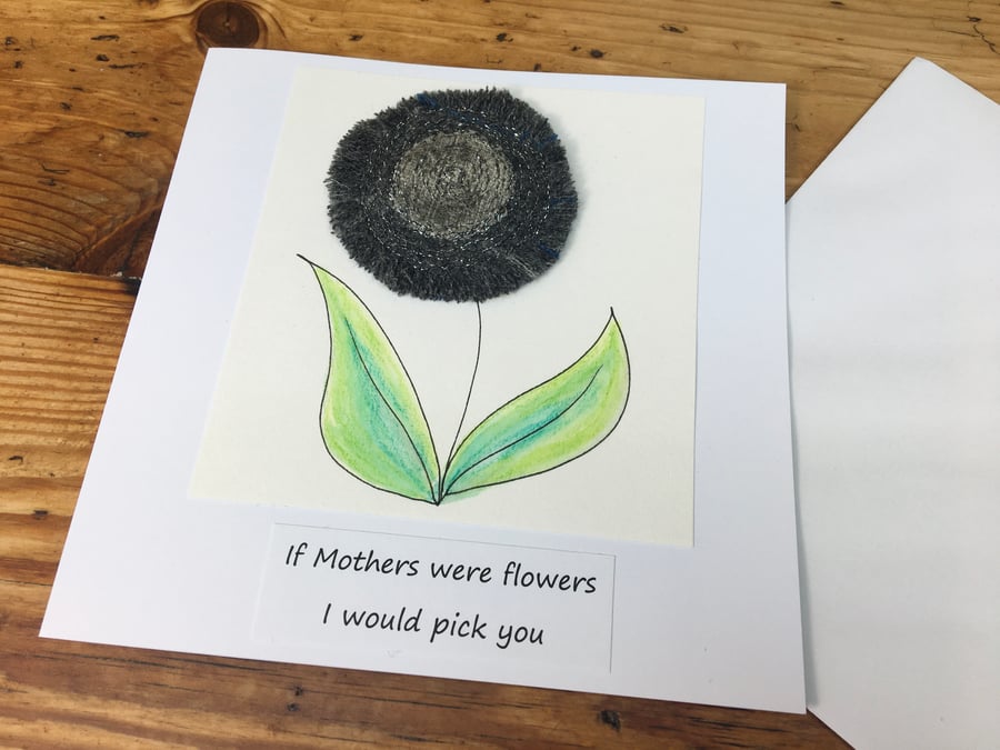 Mum birthday card & brooch gift, Mother’s Day card & gift, Embroidered brooch