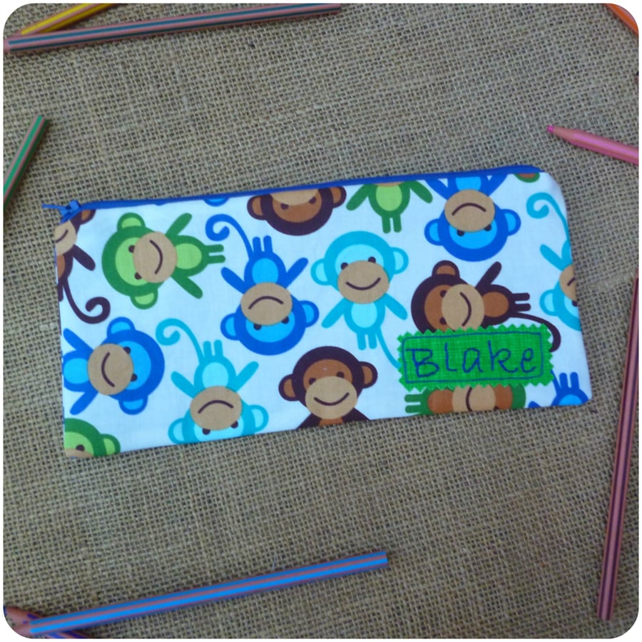 Personalised Monkeys Pencil Case (SKU00584)