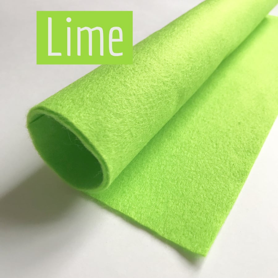 LIME Green Felt - MEDIUM - 27x33cm Polyester Felt Sheet