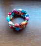 MULTI COLOURED HANDMADE CERAMIC MEMORY WIRE BRACELET. - Image 4